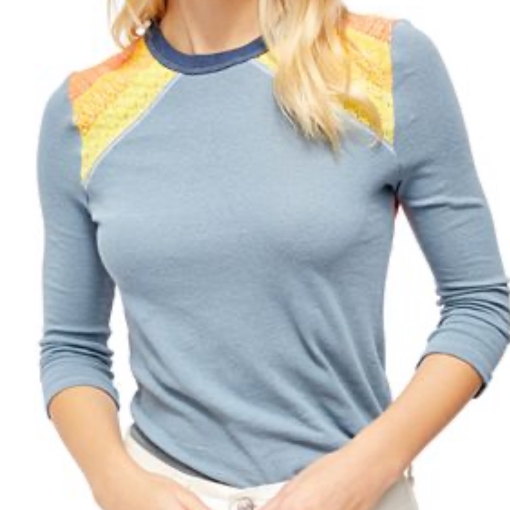 Free People Rainbows 3/4 sleeve top